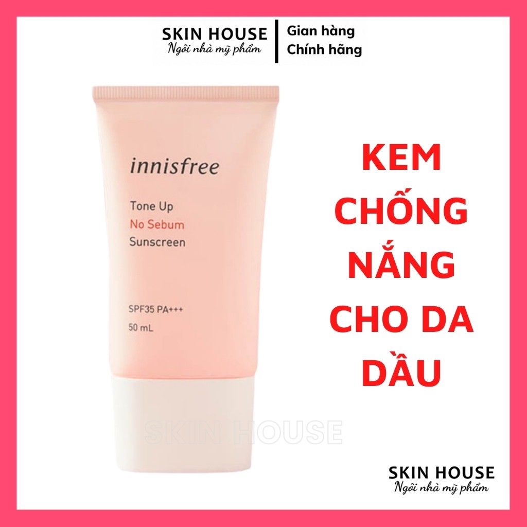 Kem Chống Nắng Innisfree Tone Up No Sebum Sunscreen 50ml Cho Da Trắng Hồng,Mịn Màng