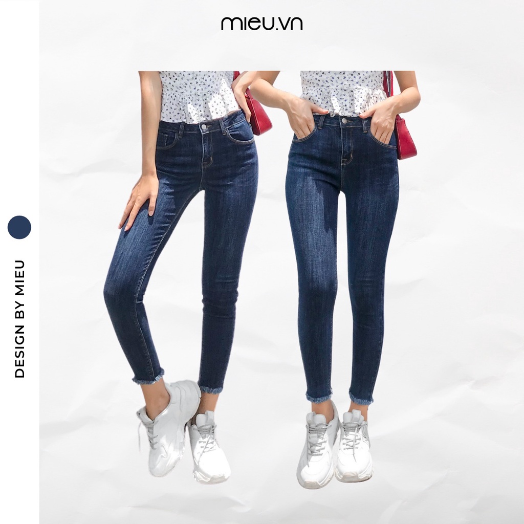 Quần skinny jeans trơn lai tua (Xanh nhạt/trung) - FJL36