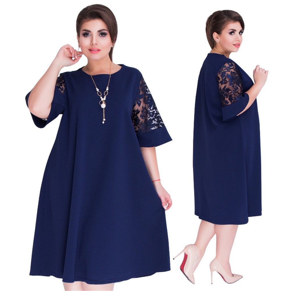 Đầm nữ suông tay ngắn phối ren thời trang | BigBuy360 - bigbuy360.vn