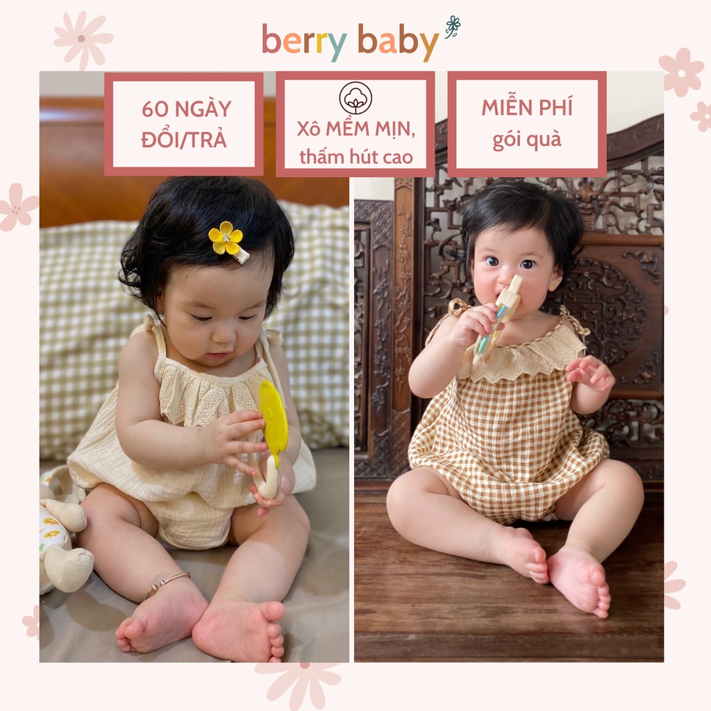 Áo liền quần bé gái BERRYBABY Kiểu dáng hai dây nhiều màu Chất liệu vải xô muslin LISA
