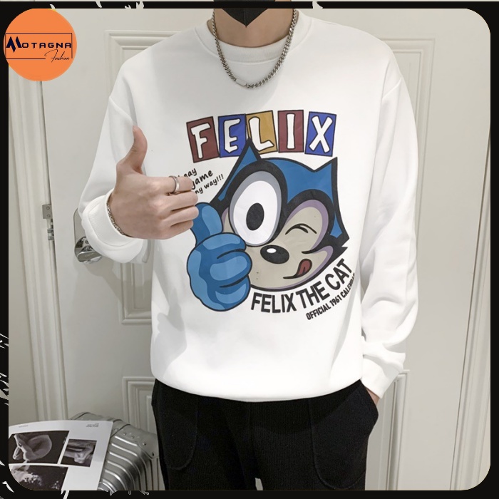 Áo nỉ thu đông nam, áo nỉ giữ nhiệt tốt hình lớn phong cách Hàn Quốc trẻ trung in FELIX mã NZ360
