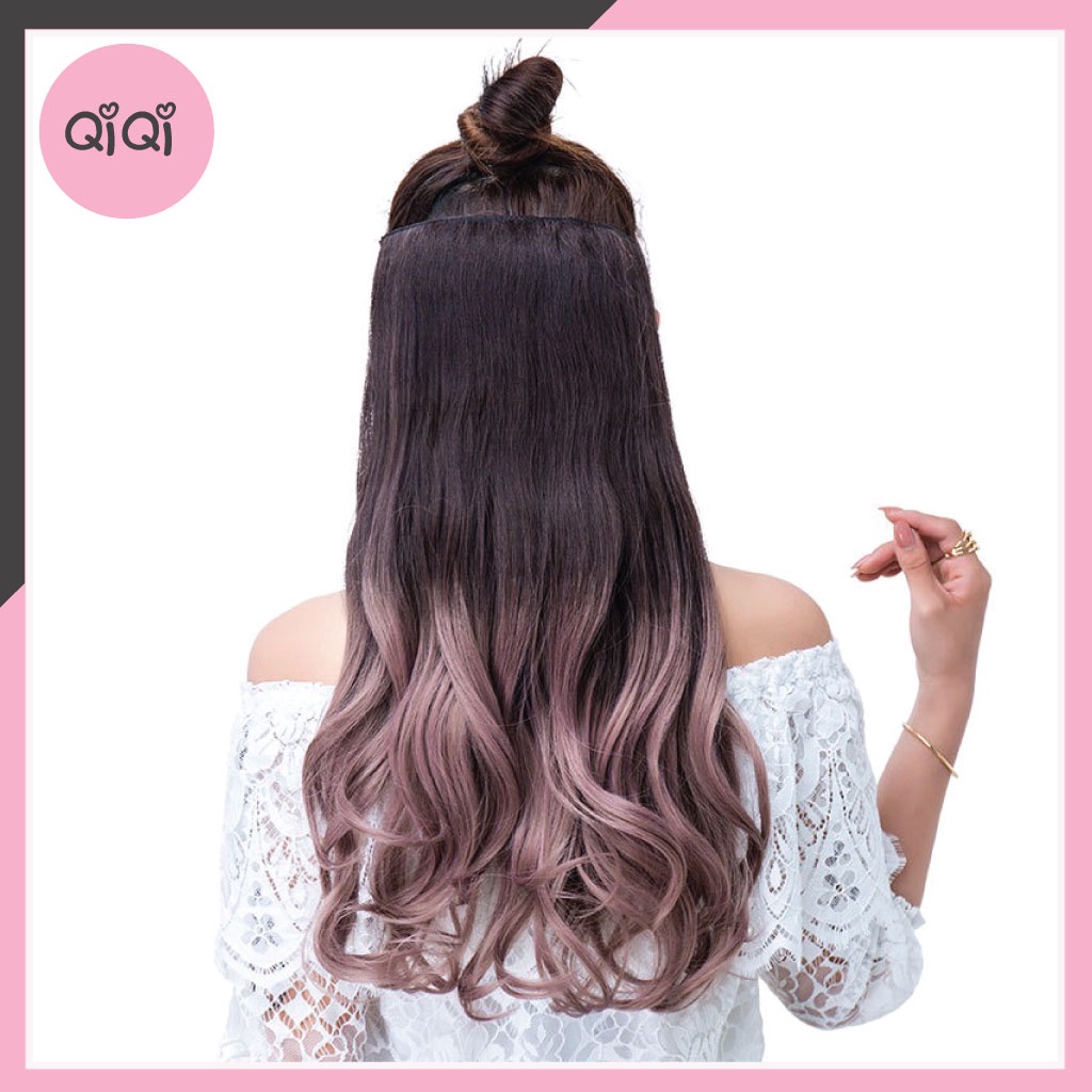 Tóc giả xoăn ombre chữ U sang chảnh Qiqishop