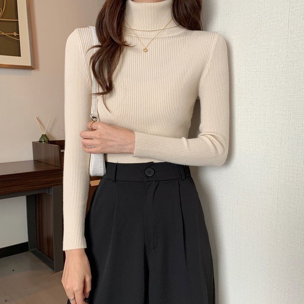 Áo Len Cổ Lọ Nữ Lông Thỏ Dày Mịn Nhiều Màu Ulzzang