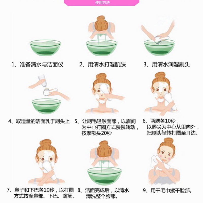 (Bán Buôn Sỉ) Máy rửa mặt Massage 2 đầu, một đầu là bằng sợi mịn, một đầu là silicon sạch sâu tiện dụng
