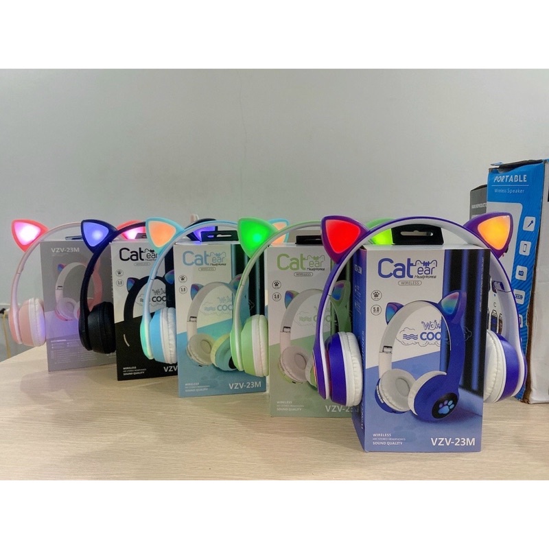 Tai Nghe Mèo Mẫu Mới Nhất Chống Ồn, Tai Nghe Bluetooth Âm Hay Tặng Kèm Dây 3.5