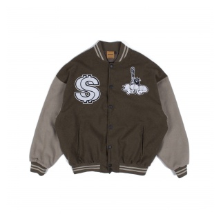 ÁO KHOÁC "100" VARSITY JACKET IN BROWN [SMAKER]