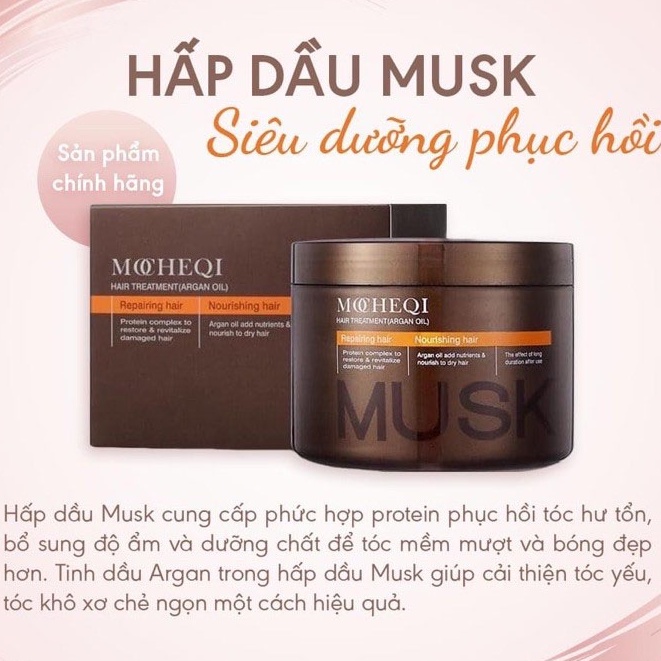 Hấp Dầu Siêu Dưỡng Phục Hồi Tóc Hư tổn Nặng MOCHEQI MUSK Mask Argan Oil 10ml - Size Du Lịch