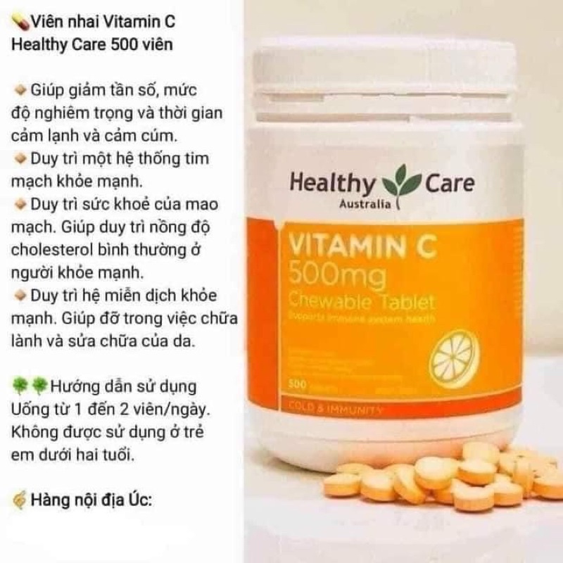 VIÊN NGẬM VITAMIN C HEALTHY CARR ÚC