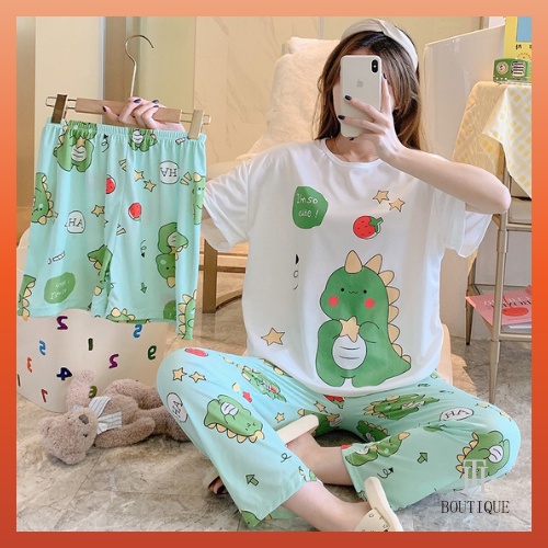 Đồ bộ nữ mặc nhà in hoa in thỏ in họa tiết dễ thương chất thun mềm mịn mát DB1