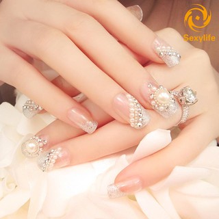 Bộ 24 móng tay giả trang trí cho cô dâu