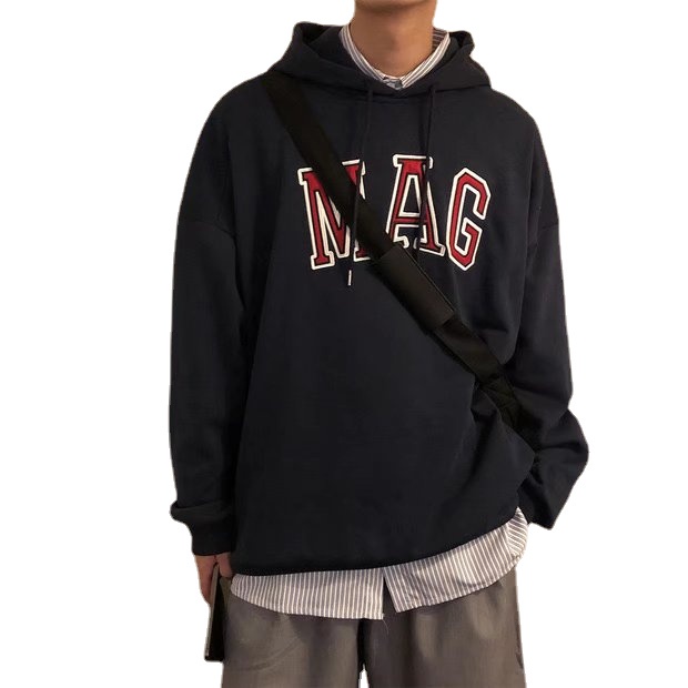 Áo hoodie dáng rộng in chữ phong cách đường phố Hàn Quốc thời trang mùa đông cho nam size M-5XL