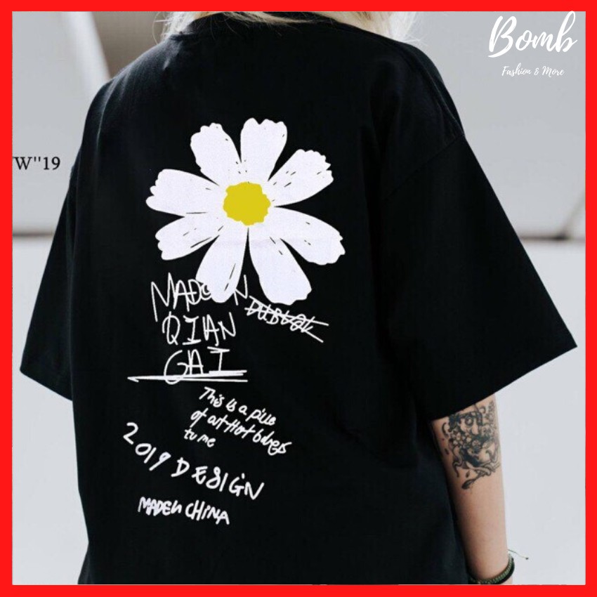 Sale hot! Áo thun form rộng tay lỡ  in hình hoa cúc chữ ký 3 màu cực đẹp,áo phông dáng rộng siêu hot hit giá rẻ
