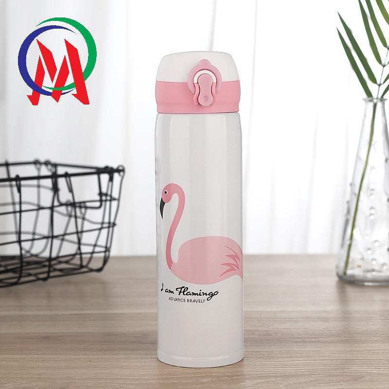 Bình nước giữ nhiệt hoạt hình nút bấm 500ml