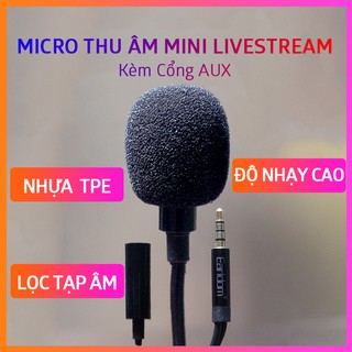 Micro thu âm mini 🚛FREESHIP🚛 có dây jack 3.5 nhạy cao microphone livestream cài áo lọc ồn Earldom chính hãng bảo hành