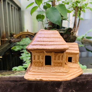 Nhà Lá Gốm Sứ (Vàng rơm) Trang Trí Hổ Cá, Bể Cá-Hòn Non Bộ.