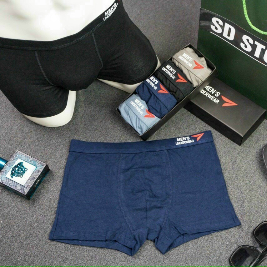[Hộp 4 Cái] Quần lót nam cotton cao cấp Men's UnderWear, sịp đùi boxer chun đúc, kháng khuẩn, khử mùi.