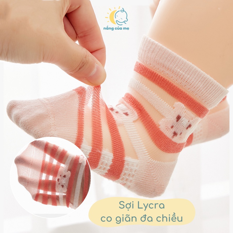 Tất Lưới Hè Cho Bé Nắng Của Mẹ chất liệu Cotton dệt lưới siêu thoáng mát phù hợp cho bé nằm phòng điều hoà_BEIBI