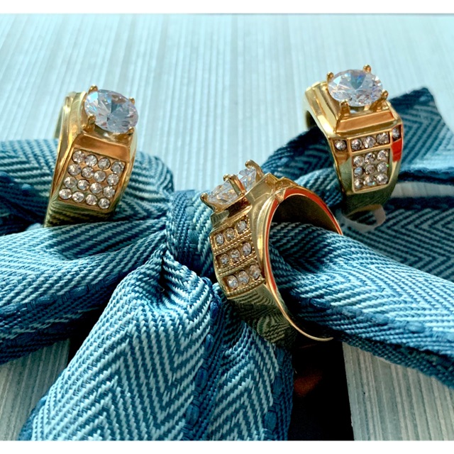 Nhẫn nam đính xoàn titan xi vàng 18k