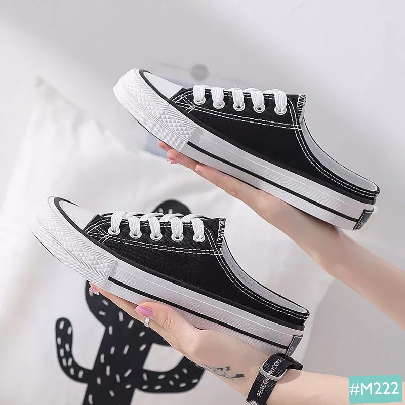 Giày Sục Đạp Gót MINSU M222 Kiểu Dáng Bata Sneaker Hàn Quốc Kết Hợp Lười Slip On Không Gót HOT 2021 Đơn Giản Cho Bạn Nữ