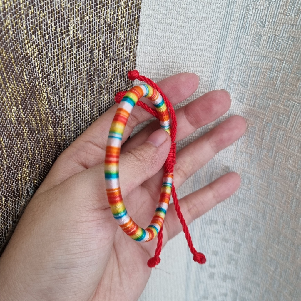 Vòng Tay EBI Chỉ Màu Ngũ Sắc Tây Tạng Bình An Dây rút Tùy chỉnh độ rộng