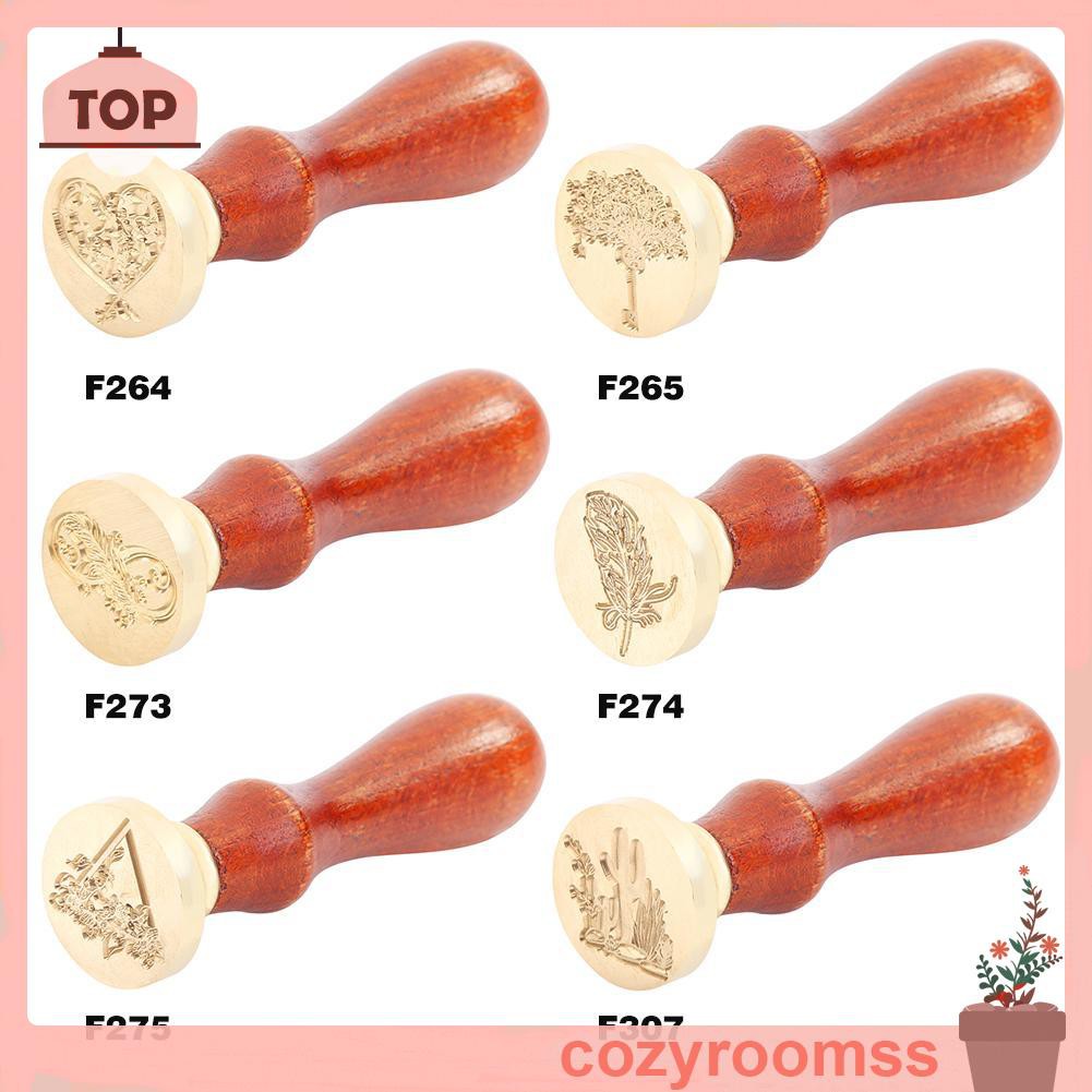 Sáp Retro Plant Pattern Wax Seal Stamps Wooden Handle Sealing Wax DIY Crafts
