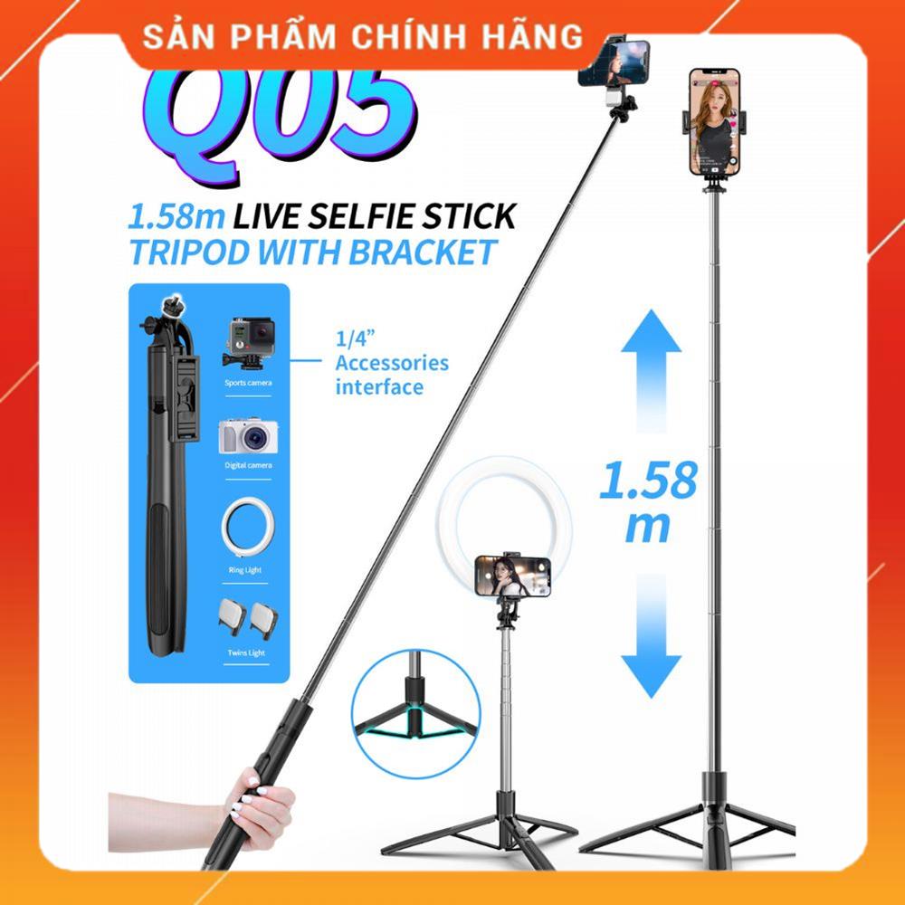 Gậy chụp ảnh 3 chân đa chức năng CYKE Q05 kéo dài 1m58 - Gậy livetream, sefie, tripod - Chân đế siêu chắc chắn MSP36525