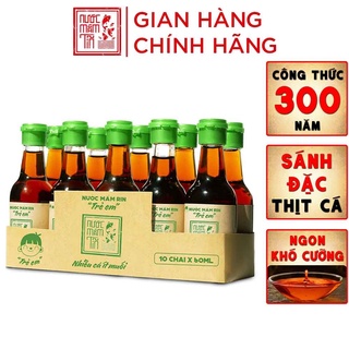 Nước mắm Tĩn Trẻ Em Cho Bé Ăn Dặm độ đạm 42N lốc 10 chai thủy tinh mini 60ml/chai