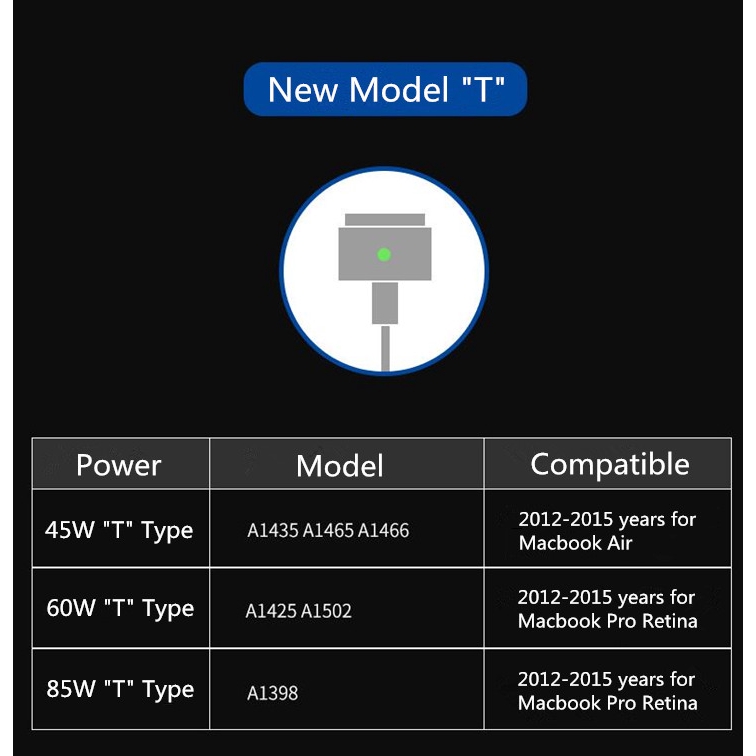 Bộ Sạc Pin Đầu Chữ L 45W 60W 85W Chất Lượng Cao Cho Macbook A1185 A1278 A1425