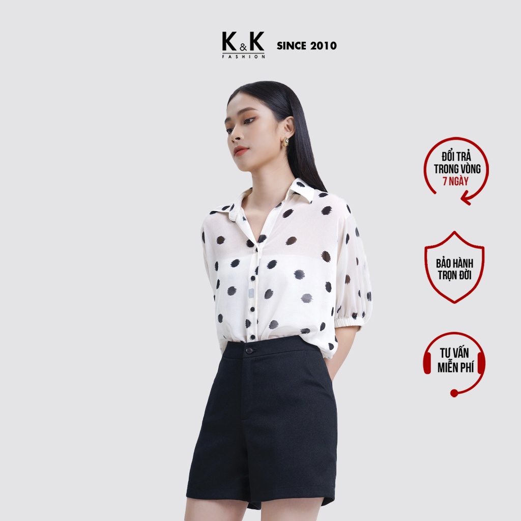 Quần Short Nữ Màu Đen 2 Túi K&amp;K Fashion QCS02-18 Chất Liệu Cotton