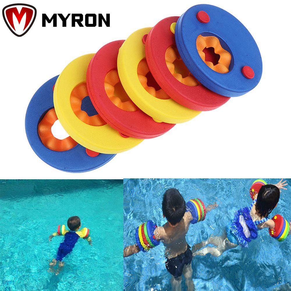 MYRON 6PCS Rings EVA Foam Swim Discs Swim Pool Floating Sleeves Arm Bands Float Board Baby Hot Swimming Tools Swimming Exercises Circles
