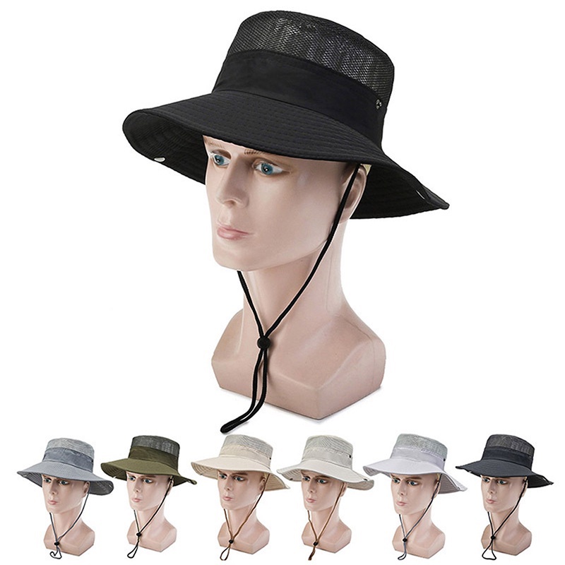 Nón Tai Bèo Vành Rộng Họa Tiết Rằn Ri Chống Tia Uv Gấp Gọn Thời Trang Đi Biển Cho Nam