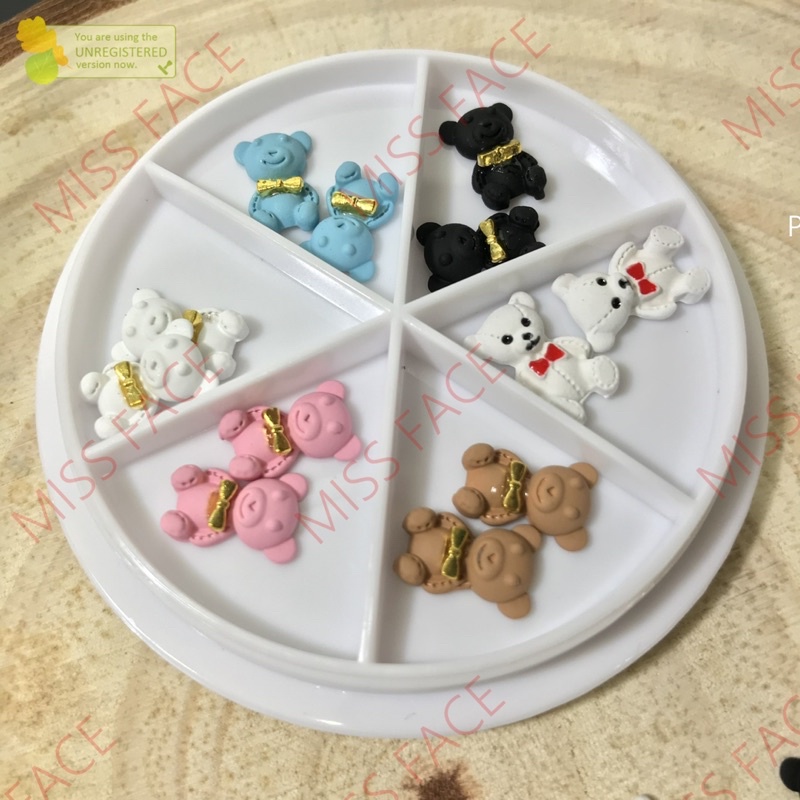 charm gấu-gấu bột trang trí nail