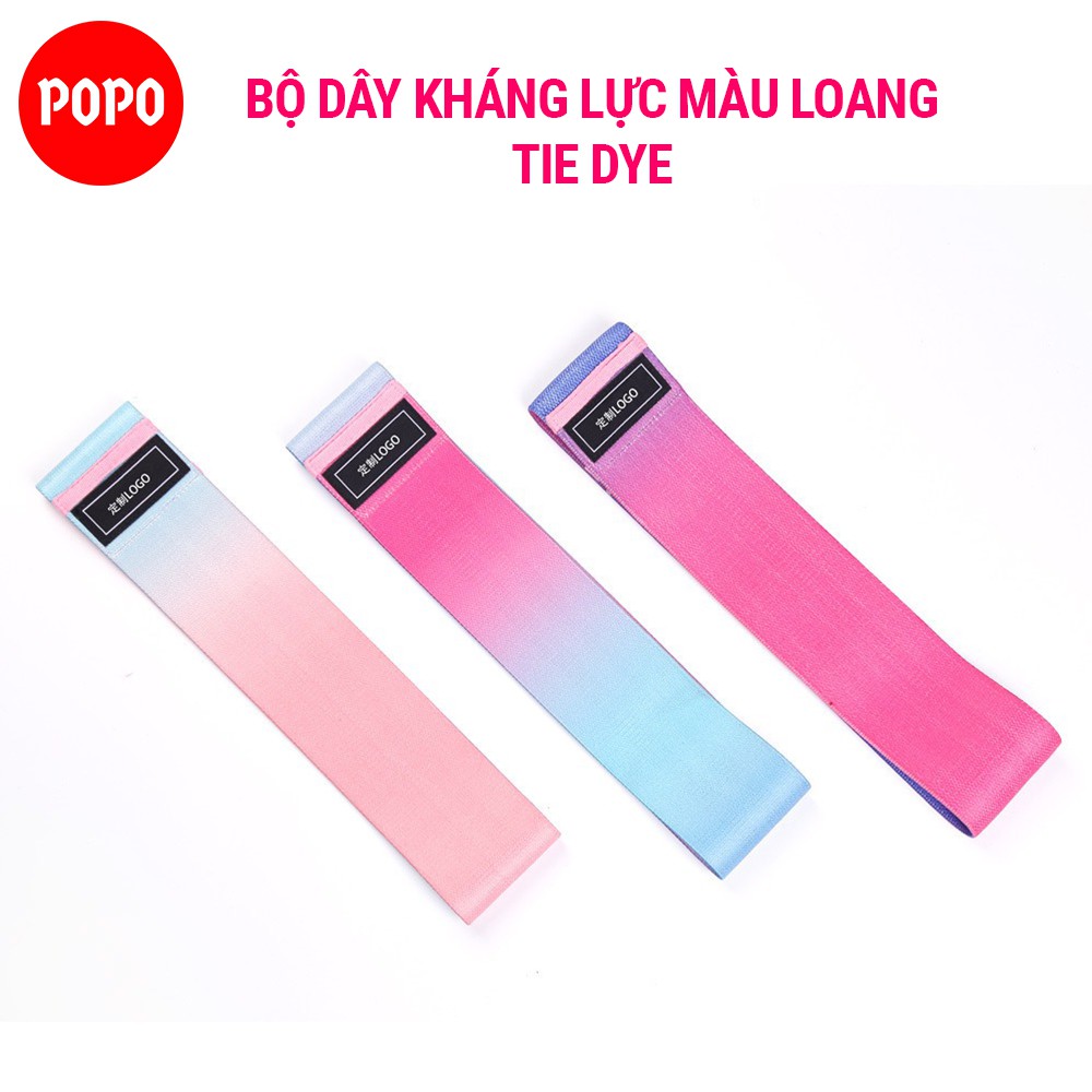 Dây tập mông MiniBand YGB2set POPO Màu loang bộ 3 trong tập GYM YOGA