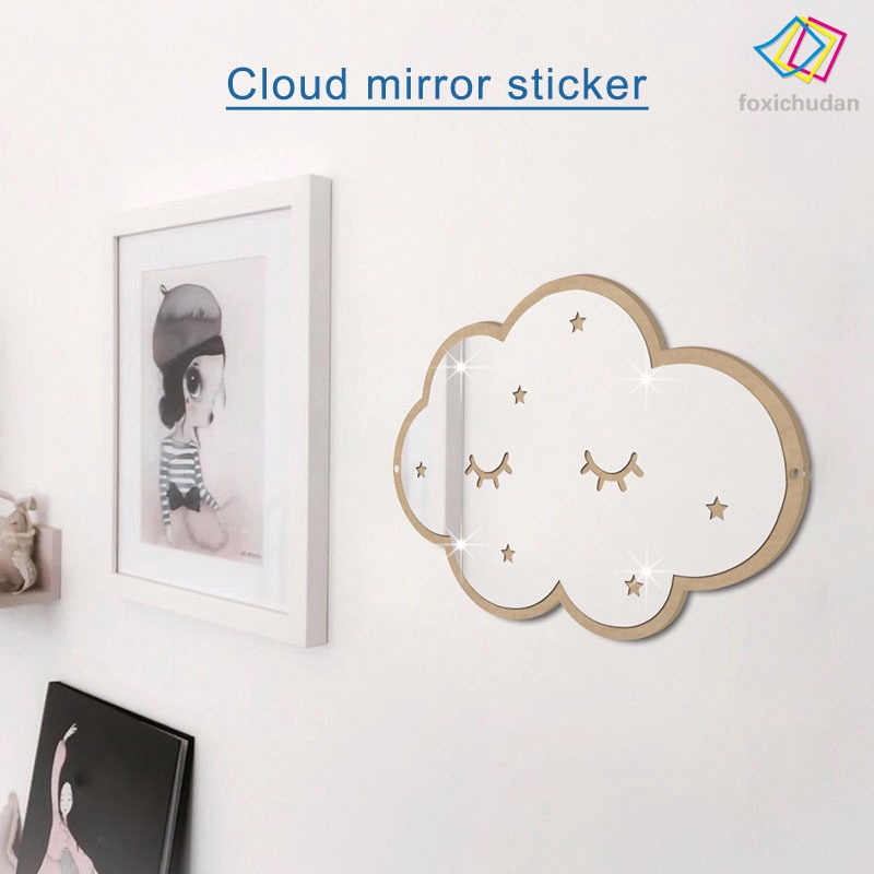 Set miếng dán tường tráng gương hình đám mây dễ thương dùng để trang trí nội thất