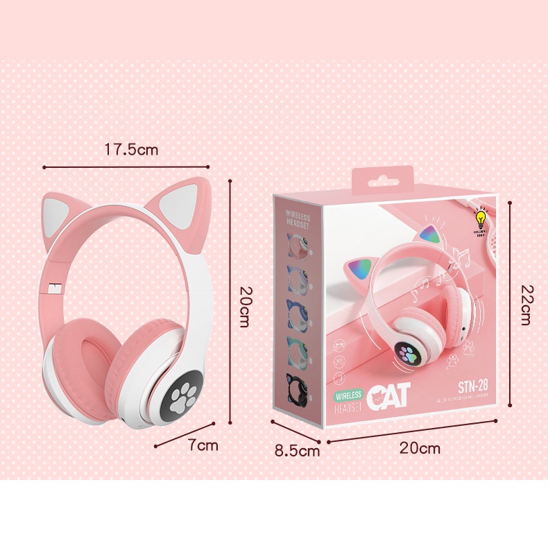 Tai nghe bluetooth tai mèo đáng yêu chống ồn cao cấp có Mic