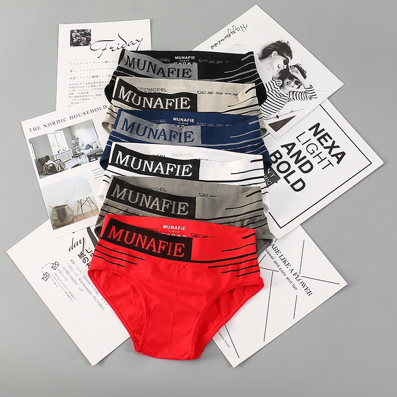 Quần lót boxer lưng vừa in chữ thoải mái không đường may thời trang cho nam