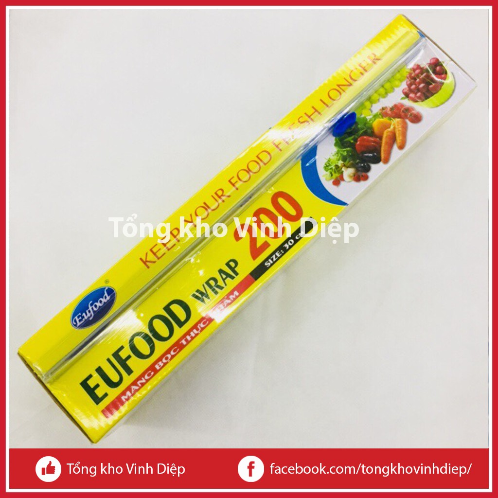 Màng bọc thực phẩm EUFOOD Wrap 200 khổ 30cm dài 100m có dao cắt - Hàng loại 1