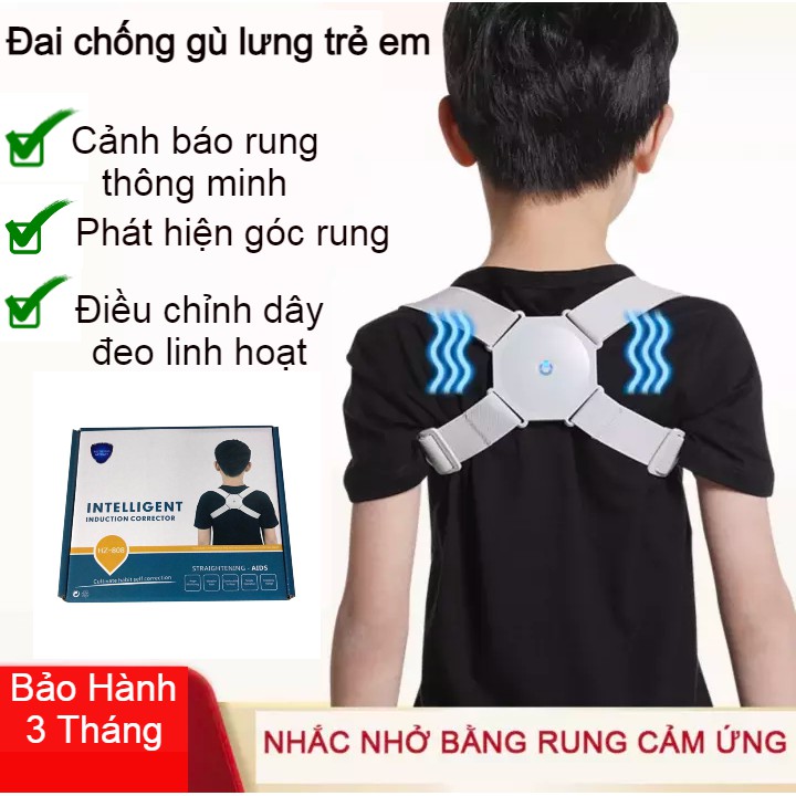 [Công Nghệ Nhật Bản] Đai chống gù lưng trẻ em thông minh, trị cong vẹo cột sống, giúp ngồi đúng tư thế, Freesize- Trắng