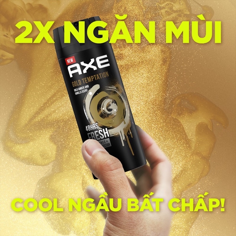 Xịt khử mùi toàn thân nam AXE Gold Temptation 150ml (97g)  hương nước hoa