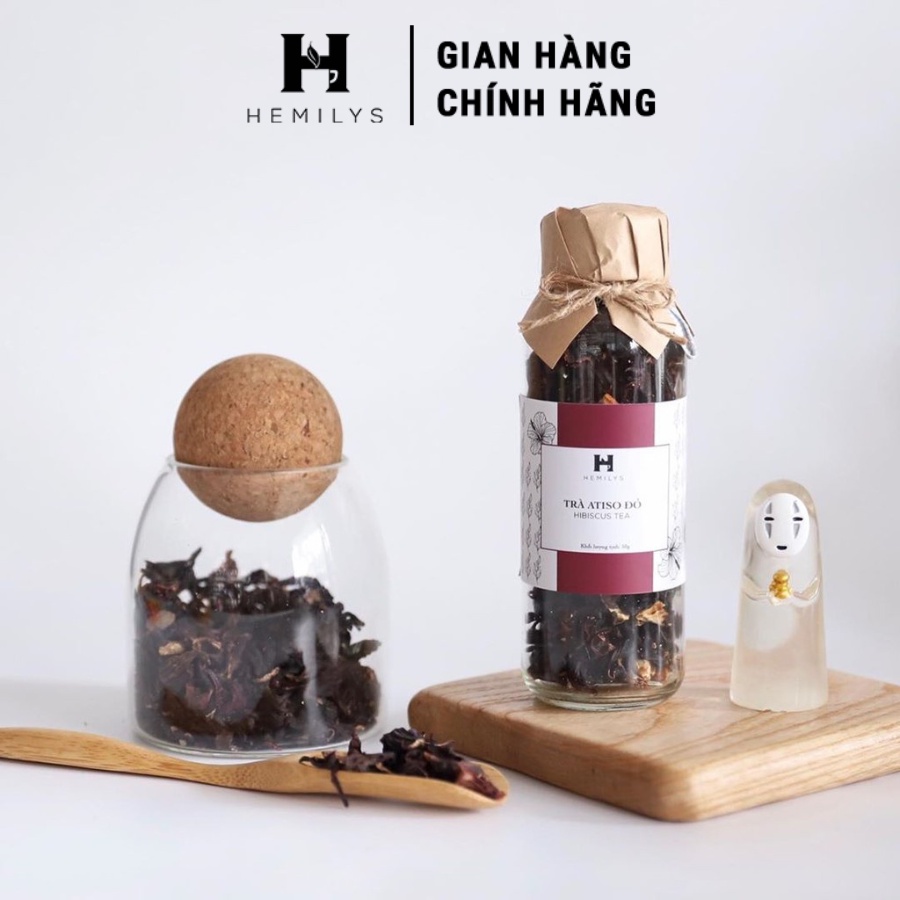 Trà Hoa ATISO Đỏ HIBISCUS Từ Thiên Nhiên Hỗ Trợ Giảm Cân Đẹp Da Cải Thiện Hệ Tiêu Hóa Hemilys Tea Chai 50g