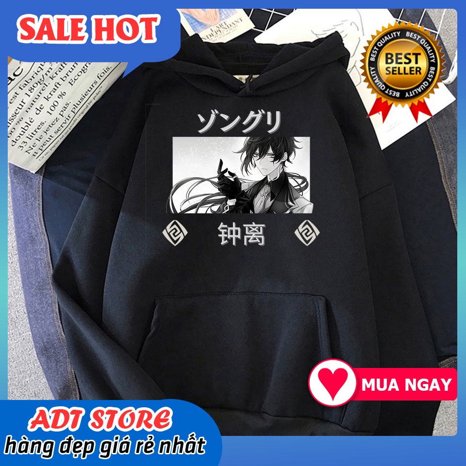 Áo Hoodie in Game Genshin Impact Zhong Li độc đẹp giá rẻ 2 màu đen trắng