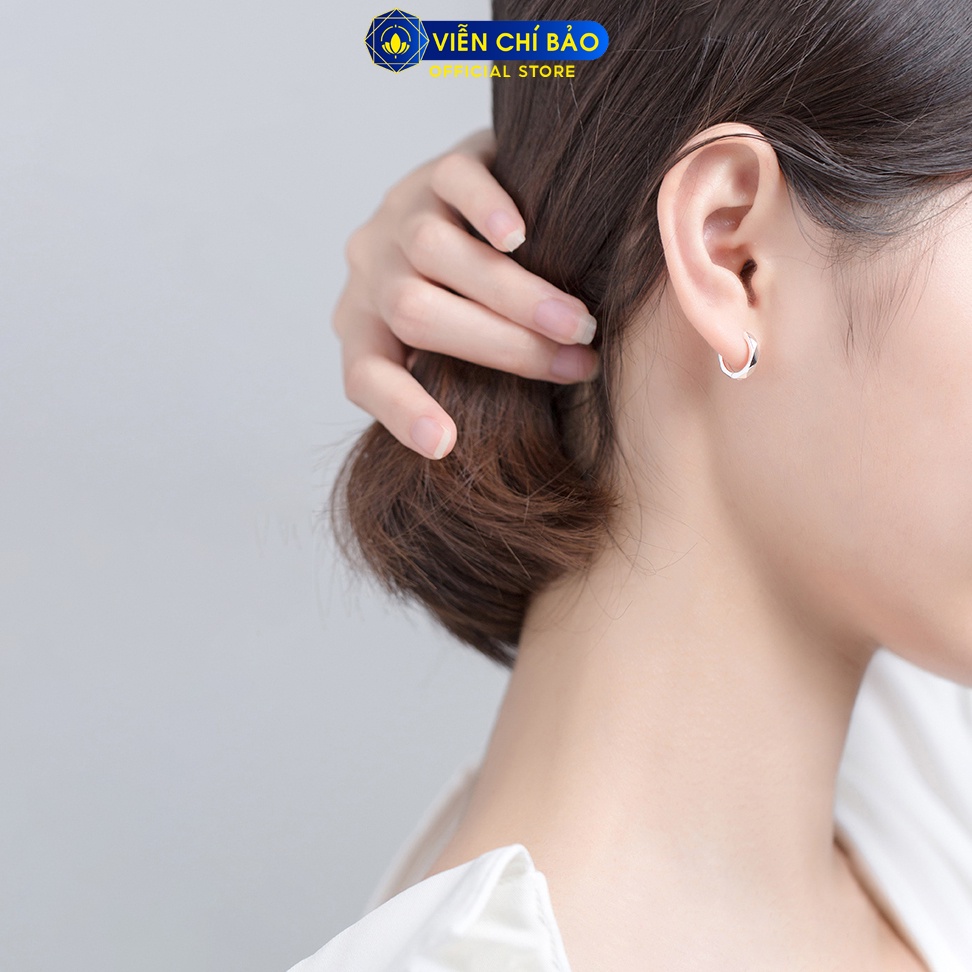 Khuyên tai bạc nữ tròn hình đa giác chất liệu bạc 925 thời trang phụ kiện trang sức nữ Viễn Chí Bảo B400577