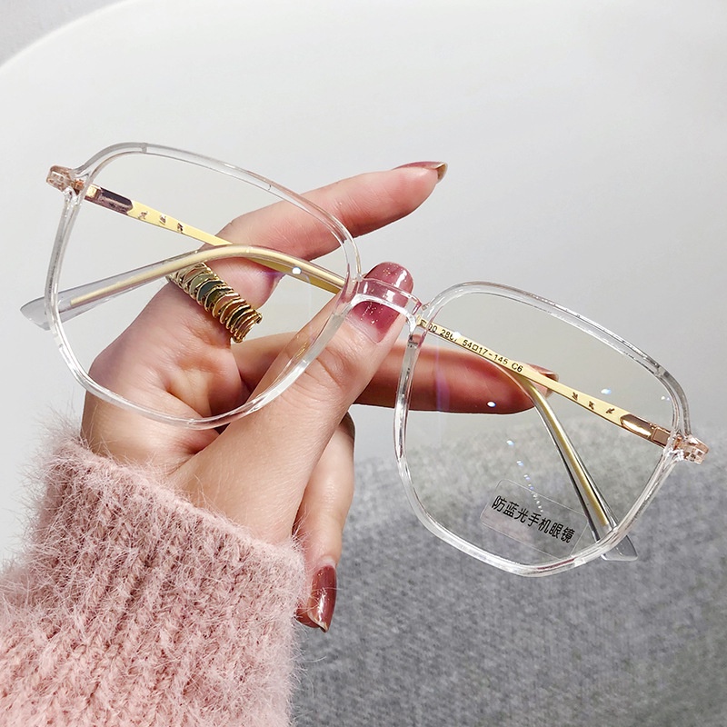 Mắt Kính Gọng Đa Giác Chống Ánh Sáng Xanh Phong Cách Hàn Quốc Cho Nữ