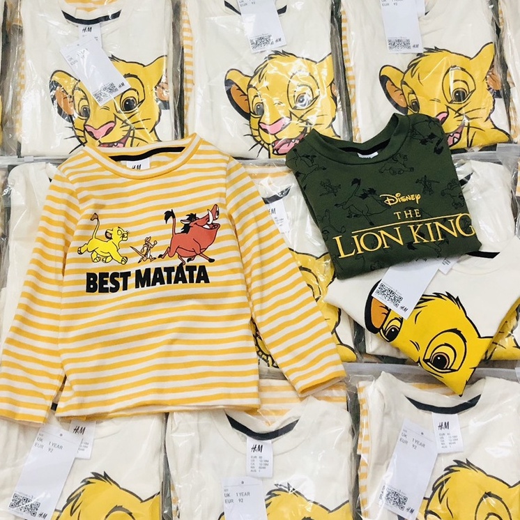 Áo thun dài tay bé trai - Set 3 áo dài tay Lion HM cho bé trai size 1-6 tuổi