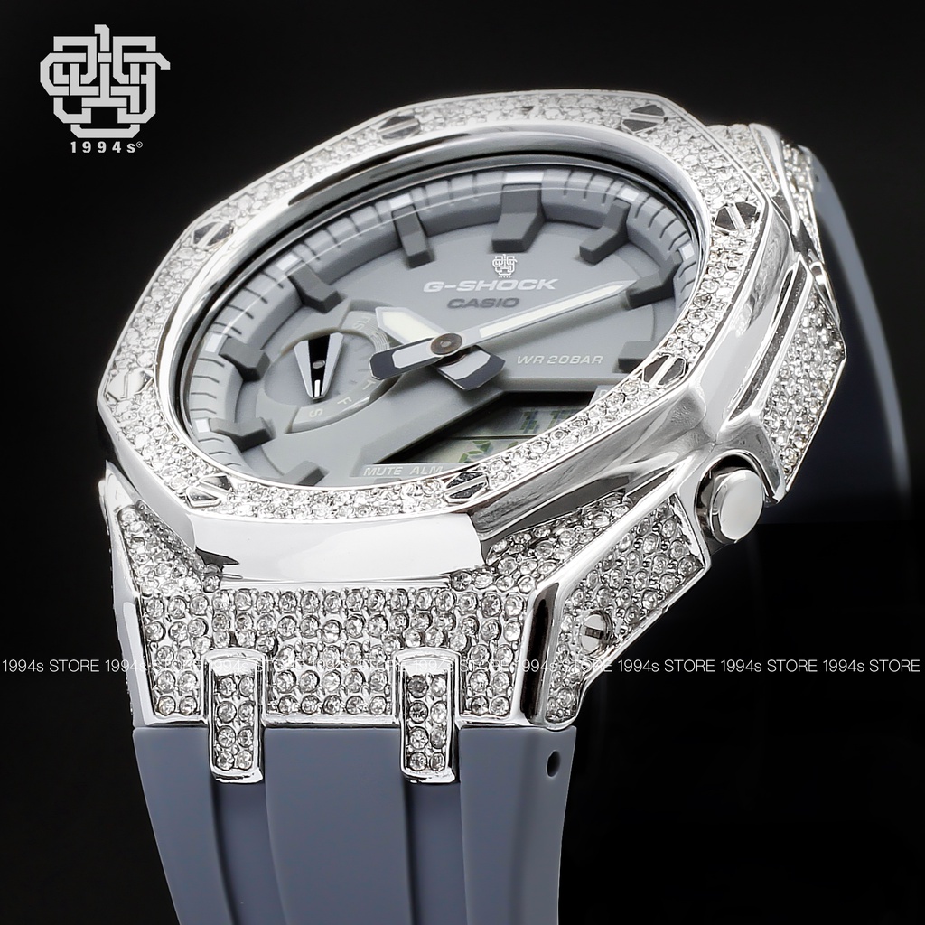 Đồng hồ nam Casio G-Shock GA-2110ET-8A custom AP Royal Oak full Crystal, hàng chính hãng, bảo hành 05 năm