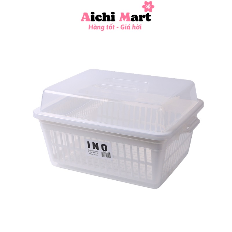 Rổ úp chén bát ăn dặm cho bé có nắp đậy chống bụi vô cùng sạch sẽ Inomata hàng nội địa Nhật Bản Aichimart