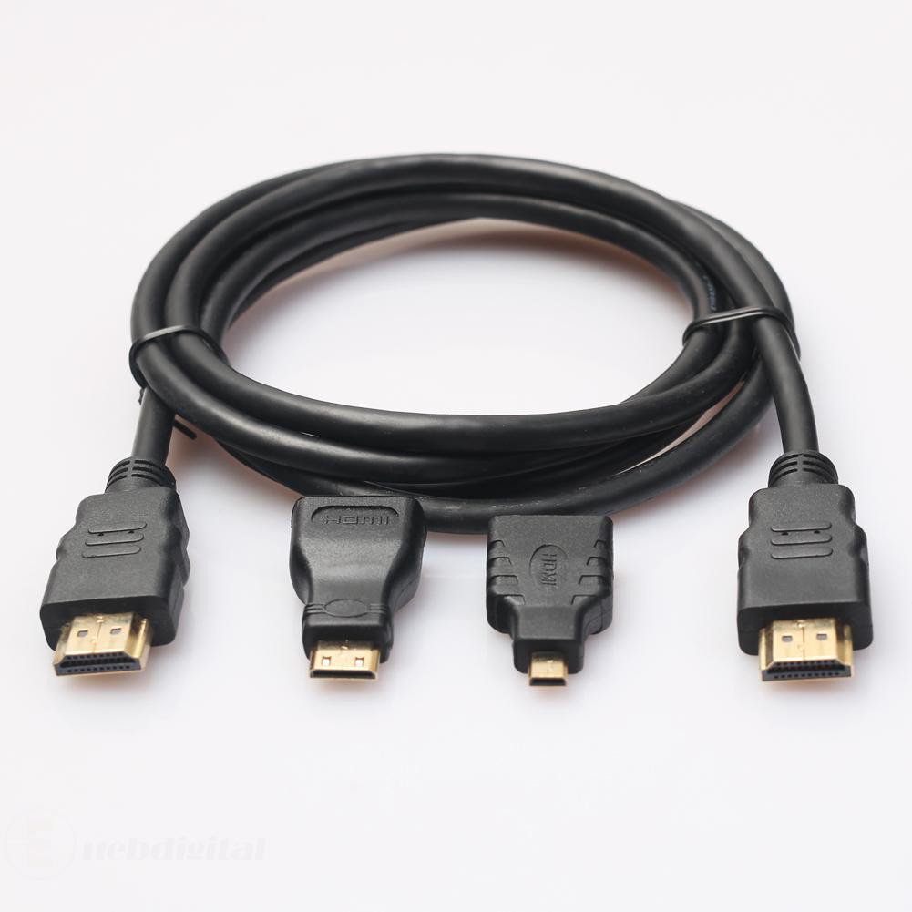 Cáp Chuyển Đổi Hdmi-Compatible Sang Mini / Micro Hdmi-Compatible 3 Trong 1 Cho Pc Tv Ps4