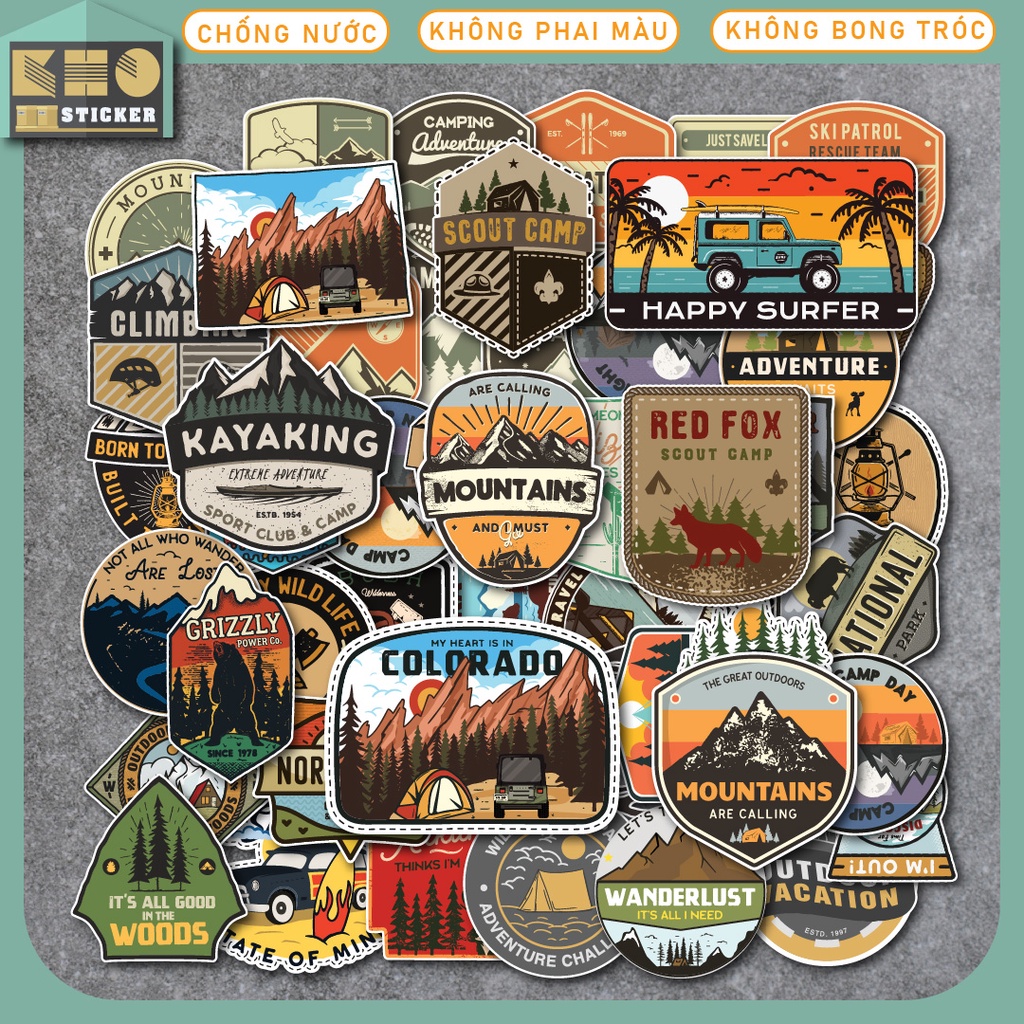 Combo 50 Sticker Travel Label 2 chống nước sticker dán laptop, điện thoại, đàn guitar, mũ bảo hiểm, vali. MSP: ST171