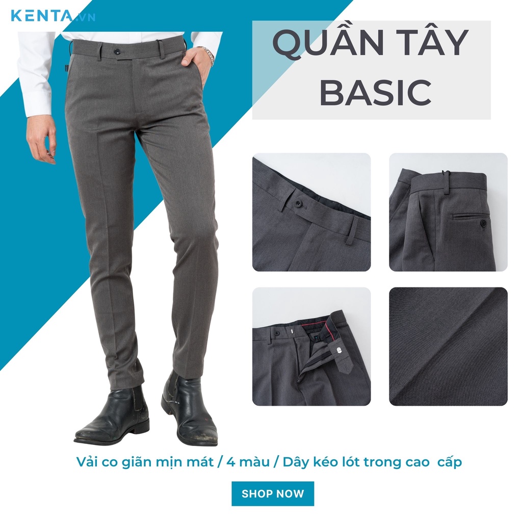 Quần tây nam màu xám KENTA QTA0036