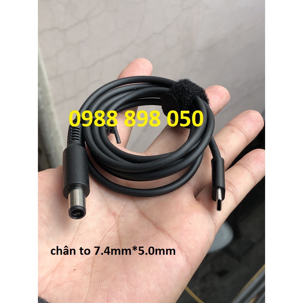 cáp cạc chuyển usb c sang sạc laptop hp 7.4mm*5.0mm chân kim to (type-c to hp)